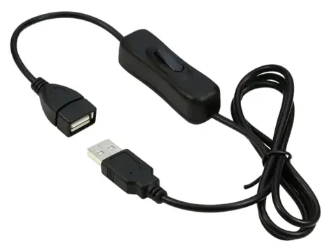 PremiumCord USB 2.0 černá / Prodlužovací kabel / s vypínačem / A-A / 1 m
