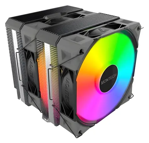 Montech NX600 ARGB černá / Chladič CPU / Dual Tower / 2x 120mm / ARGB / Intel + AMD
