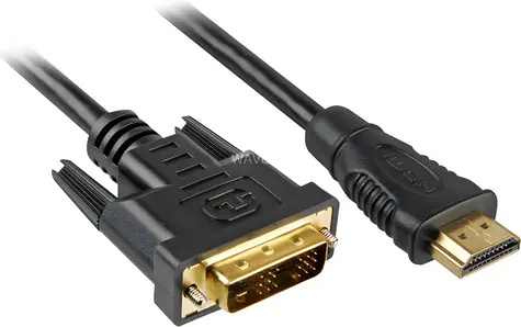 Sharkoon HDMI - DVI-D (18+1) černá / Redukce / 3 m / FullHD 1920×1200