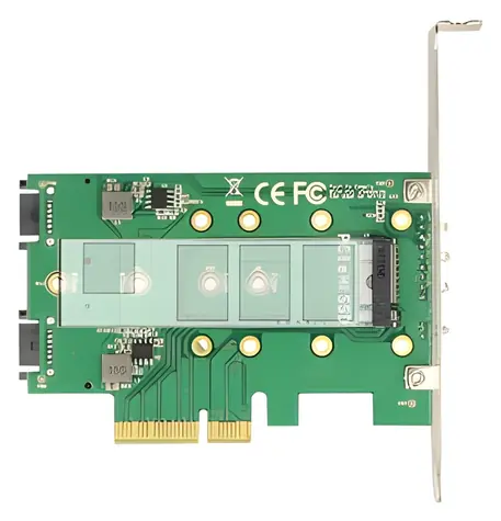DeLock PCIe karta 3x M.2 / Řadič M.2 / PCIe x4 / SATA + PCIe / nízký profil
