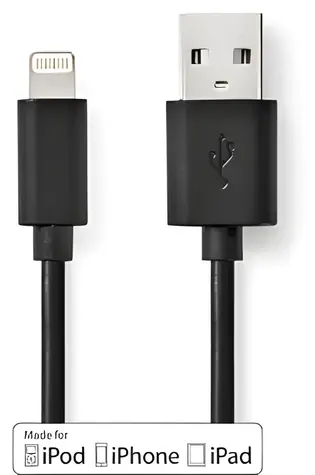 Nedis 1 m černá / Datový kabel / USB-A (M) - Lightning (M) / USB 2.0 / 480 Mbps
