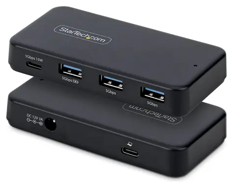StarTech 311UE-USB-HUB černá / Rozbočovač / USB-C + 3x USB-A / napájecí adaptér