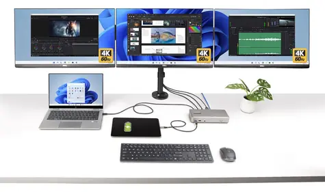StarTech Triple-Monitor USB4 Dock šedá / Dokovací stanice / 3x HDMI / 3x DisplayPort / 100W PD / RJ-45 / 144Hz