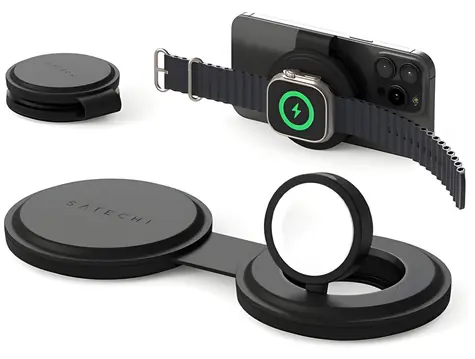 Satechi OnTheGo 2in1 Wireless Charger černá / Bezdrátová nabíječka / Qi2