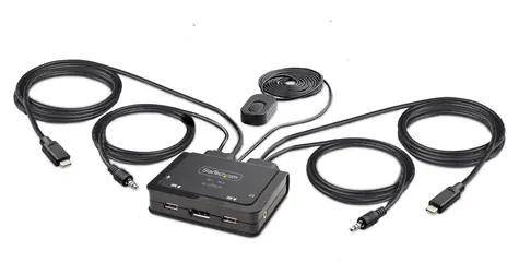 StarTech USB-C KVM switch černá / KVM switch / 2 porty / max. 5120 x 1440 px / kabely v balení
