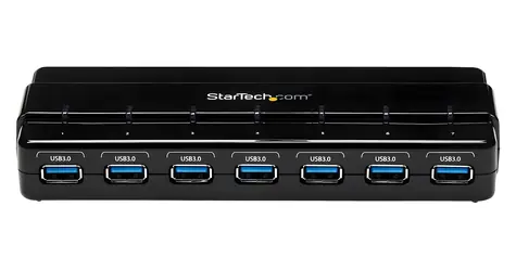 StarTech USB 3.0 Hub 7 Port / Rozbočovač / 7x USB-A / napájecí adaptér / černá