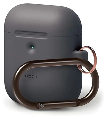 Elago Airpods 2 Silicone Hang Case tmavě šedá / Pouzdro / silikonové / s karabinou / pro Apple AirPods 2