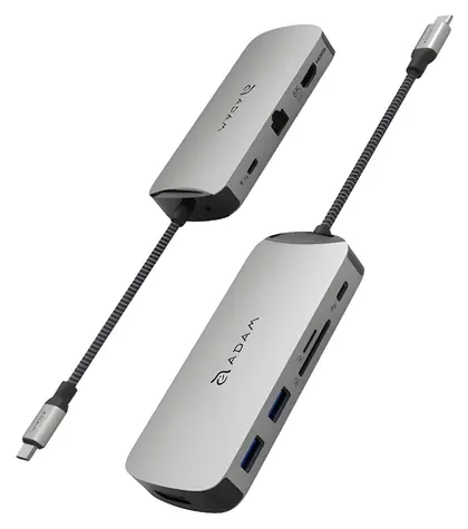Adam Elements CASA X DP šedá / USB-C Hub / 10 v 1 / DisplayPort / 8K