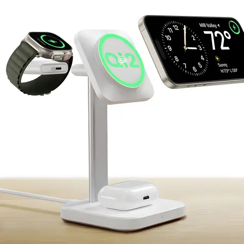 ESR Watch 3v1 bílá / Bezdrátová nabíječka / Qi2 / pro telefon, hodinky a sluchátka