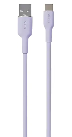 Puro Soft Silicone Cable levandulová / Datový kabel / USB-A / USB-C / 1.5m
