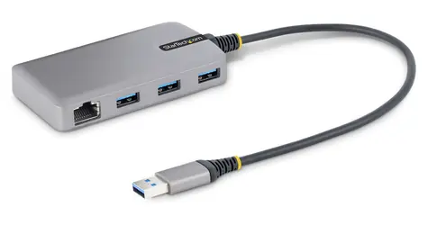 StarTech USB Hub 3 porty šedá / USB rozbočovač / 3x USB-A / Gigabit Ethernet / USB 3.2 Gen 1