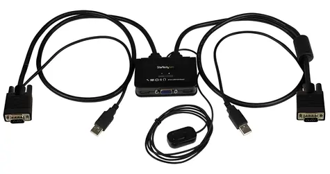 StarTech 2-Port KVM přepínač s kabely / KVM přepínač / VGA / USB / 2048 x 1536 px / dálkové tlačítko