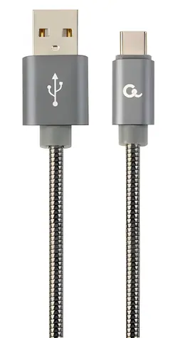 Gembird Cablexpert šedá / USB kabel / USB 2.0 A (M) - USB-C (M) / 2 m / kovová spirála