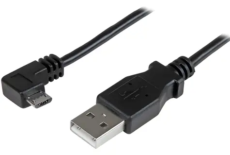 StarTech USB-A - Micro-USB A černá / Nabíjecí a datový kabel / Úhlový konektor / 0,5 m / 480 Mbps