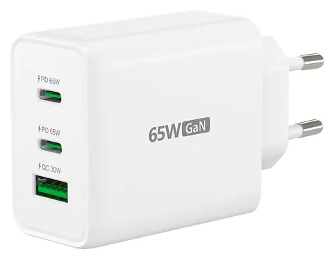 J5Create 65W GaN USB-C bílá / Síťová nabíječka / 3 porty / Power Delivery