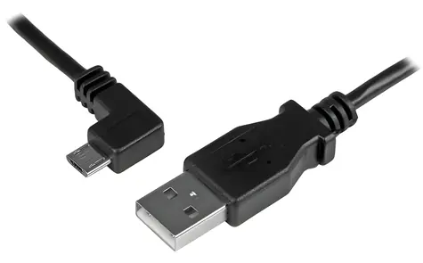 StarTech USB-A - Micro-USB B černá / Nabíjecí a datový kabel / Úhlový konektor / 0,5 m / 480 Mbps