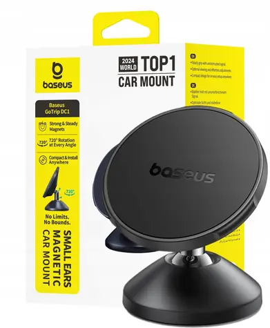 Baseus GoTrip DC1 černá / Držák telefonu do auta / MagSafe / palubní deska a čelní sklo
