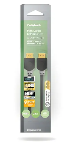 Nedis antracitová / Kabel HDMI / High Speed Ethernet / ARC / 4K 60 Hz / 18 Gbps / 0,5 m / Kulatý