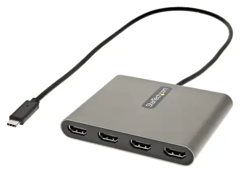 StarTech USB-C na 4x HDMI šedá / Adaptér / 4x HDMI výstup / 1920 x 1080 px / USB Type-C