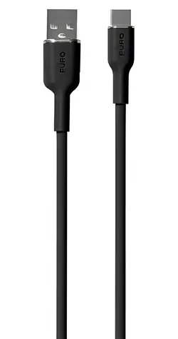 Puro Soft Silicone Cable černá / Datový kabel / USB-A / USB-C / 1.5m