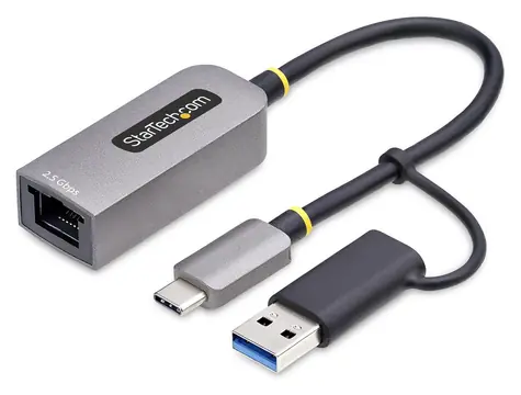 StarTech adaptér USB-C na Ethernet šedá (U2GA-USB-C-ETHERNET) / Síťový adaptér / 5 Gbps / USB-A redukce / 15 cm