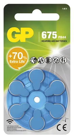 GP ZA675F / Baterie do naslouchadel / 6 ks / PR44