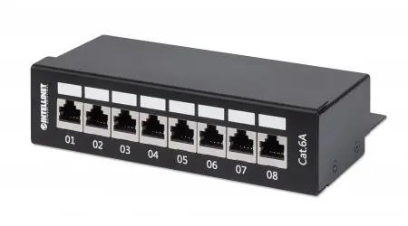 Intellinet Patch panel Cat6a FTP stolní černá / 8 portů / stíněný / pozlacené kontakty