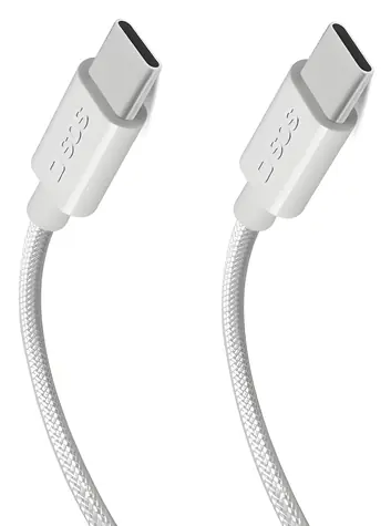 SBS USB-C - USB-C 2m bílá / Kabel / Opletený / 60W Power Delivery