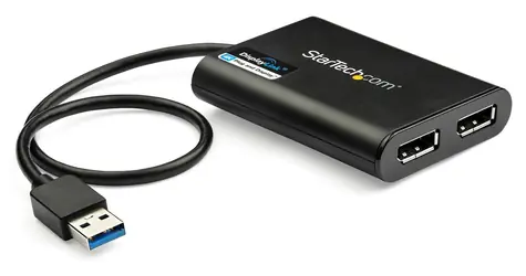 StarTech USB na 2x DisplayPort adaptér černá / Adaptér / 4K 60Hz / USB Typ-A / kompatibilní s Mac