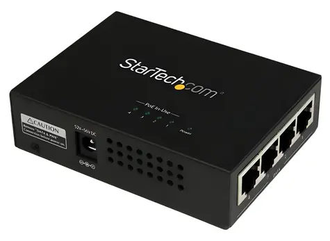 StarTech Gigabit PoE+ Injektor 4 Port / PoE injektor / 802.3af/at / 120 W / 8x RJ-45