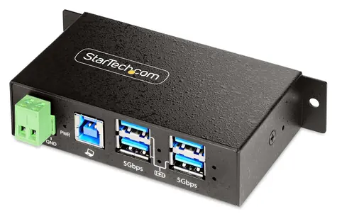 StarTech Industrial 4-Port USB Hub / USB rozbočovač / Řízený / USB 3.2 Gen 1 / Kovové tělo / 0–60 °C