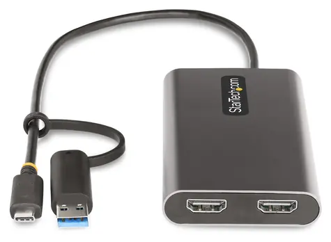 StarTech adaptér USB-C na 2x HDMI šedá / Adaptér / 4K UHD / 5.1 kanálů / Hliníkové tělo