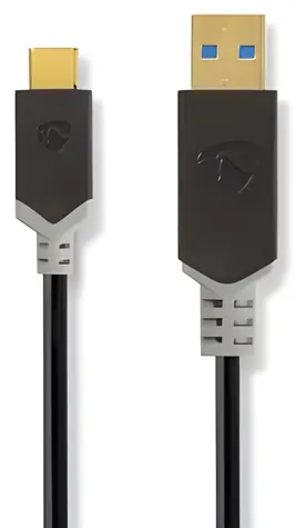 Nedis USB-A - USB-C antracit / Kabel / USB 3.2 Gen 1 / 60 W / 5 Gbps / 1 m / pozlacené konektory