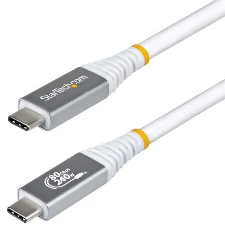 StarTech USB4 80Gbps 240W 0,5m bílá / Kabel USB-C / DP2.1 / 8K60Hz / Rychlonabíjení