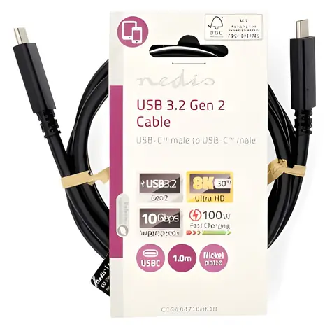 Nedis 1 m antracit / USB-C kabel / USB 3.2 Gen 2 / 240 W / 8K/30Hz / 20 Gbps