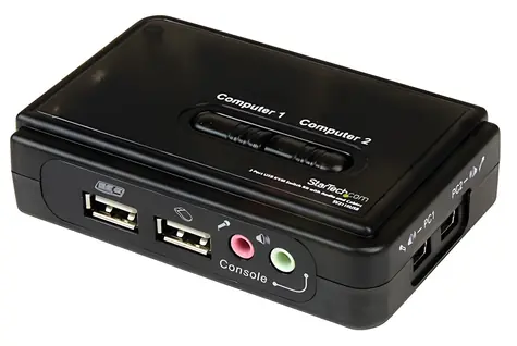StarTech 2-portový USB KVM switch s audiem / KVM switch / 2x PC / USB / audio / kabely součástí balení