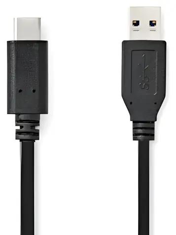 Nedis černá / Kabel USB-C / USB-A - USB-C / USB 3.2 Gen 2 / 60 W / 10 Gbps / 1 m