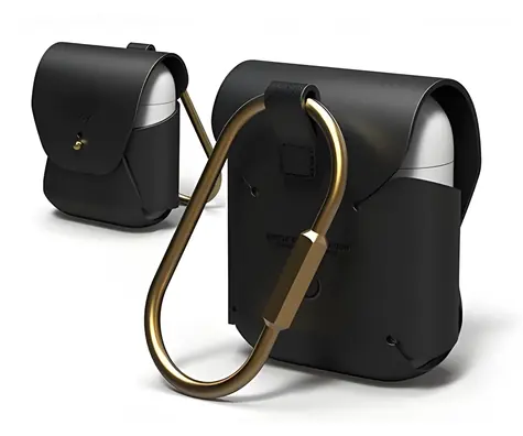 Elago AirPods Leather černá / Pouzdro / kůže