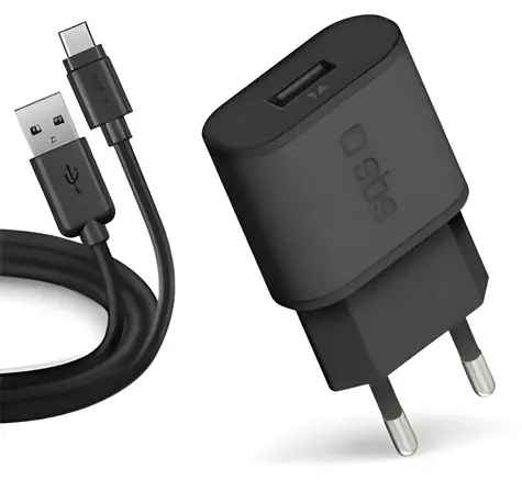 SBS černá / Cestovní nabíjecí sada / USB-A + Micro USB / 1000 mA / 100-250V
