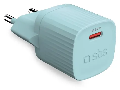 SBS světle modrá / Cestovní adaptér / USB-C / 25 W / PD