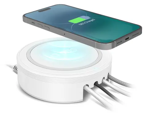 SBS Qi 15W bílá / Nabíjecí stanice / 4x USB / Bezdrátové nabíjení