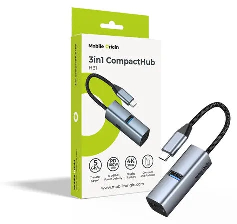 Mobile Origin CompactHub HB1 / Hub / HDMI 4K/30Hz / USB-A 5Gb/s / PD 100W