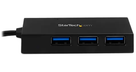 StarTech USB Hub 4 porty černá / USB rozbočovač / USB-C na 4x USB-A / USB 3.2 Gen 1 / Napájecí adaptér