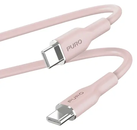 Puro Soft růžová / Datový kabel USB-C na USB-C / 60W / 1,5m