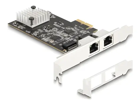 DeLock PCI Express karta 2x RJ45 LAN 5Gbit/s / Síťová karta / PCIe x2 / NBASE-T / Wake on LAN