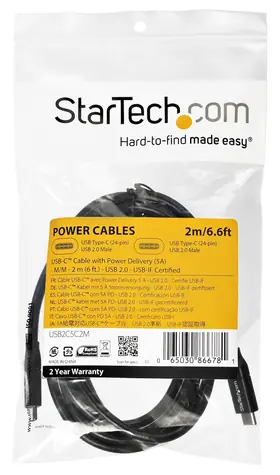 StarTech kabel USB-C na USB-C / 5A / Power Delivery / USB 2.0 / 2m