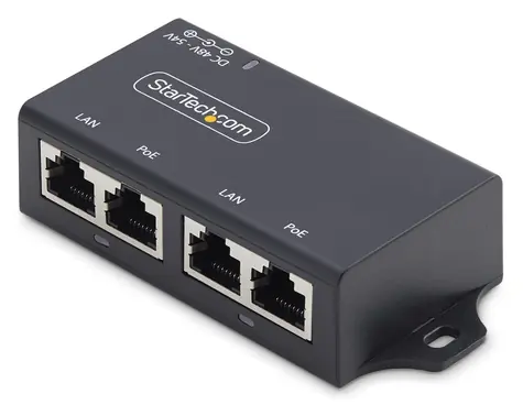 StarTech Gigabit PoE injektor / PoE injektor / 2-port / 802.3af/at / 30W