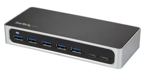 StarTech černá, stříbrná / USB hub / 7 portů / 5x USB-A, 2x USB-C