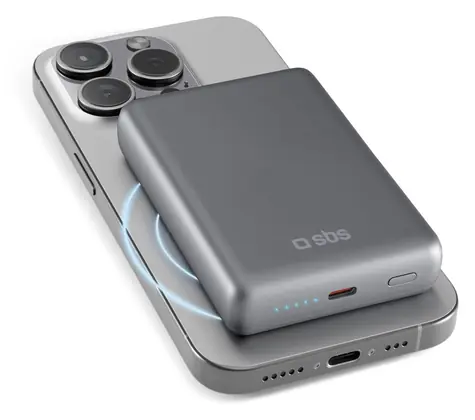 SBS SlimMag šedá / Powerbanka / MagSafe / 10000 mAh / 20 W / PD