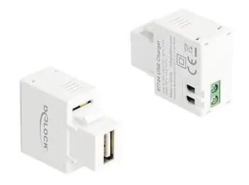 Delock Keystone modul USB (F) - svorkovnice 2 pin (F) bílá / Adaptér / USB Power Delivery 5W